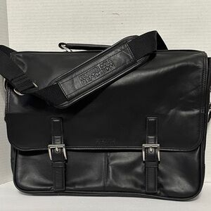 Kenneth Cole Reaction Black Leather Messenger Bag or Laptop